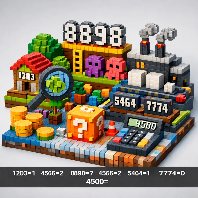 Illustration for riddle: 1203=1
4566=2
8898=7
4566=2
5464=1
7774=0
4500=