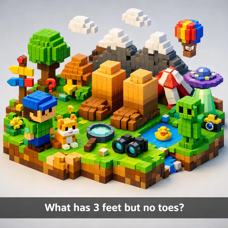 Illustration for riddle: What has 3 feet but no toes?