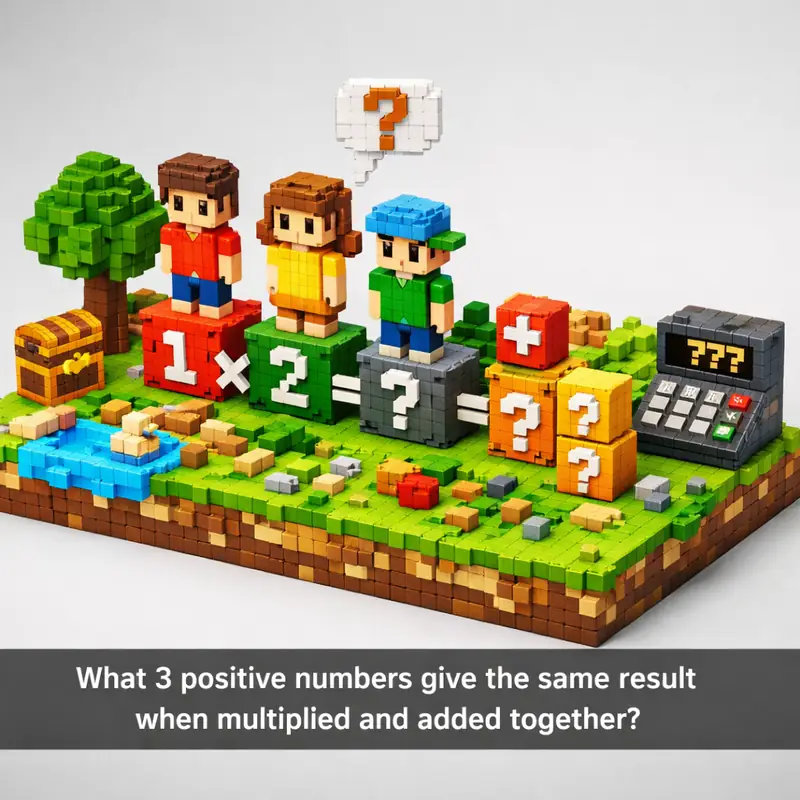 What 3 positive numbers give the same result when multiplied and added together?