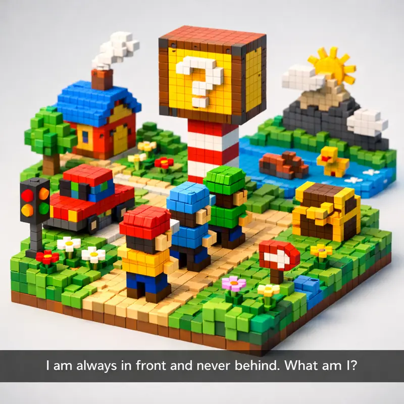 Illustration for riddle: I am always in front and never behind. What am I?