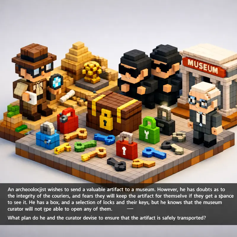 Illustration for riddle: An archaeologist wishes to send a valuable artifact to a museum. However, he has doubts as to the in