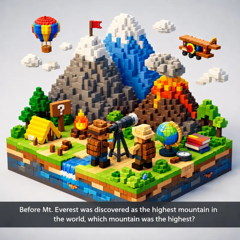 Illustration for riddle: Before Mt. Everest was discovered as the highest mountain in the world, which mountain was the highe