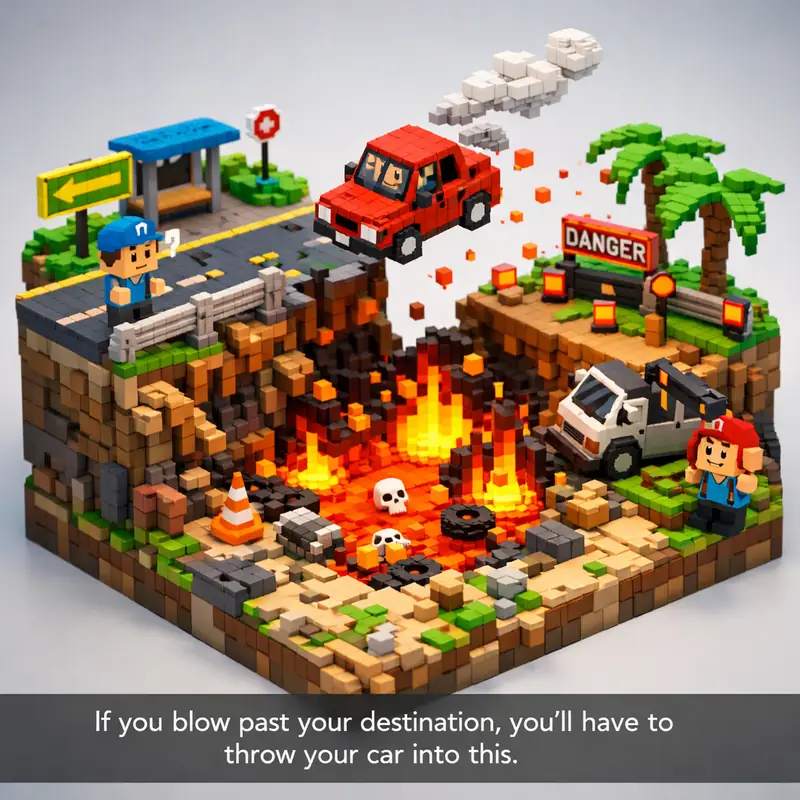 If you blow past your destination, you'll have to throw your car into this.