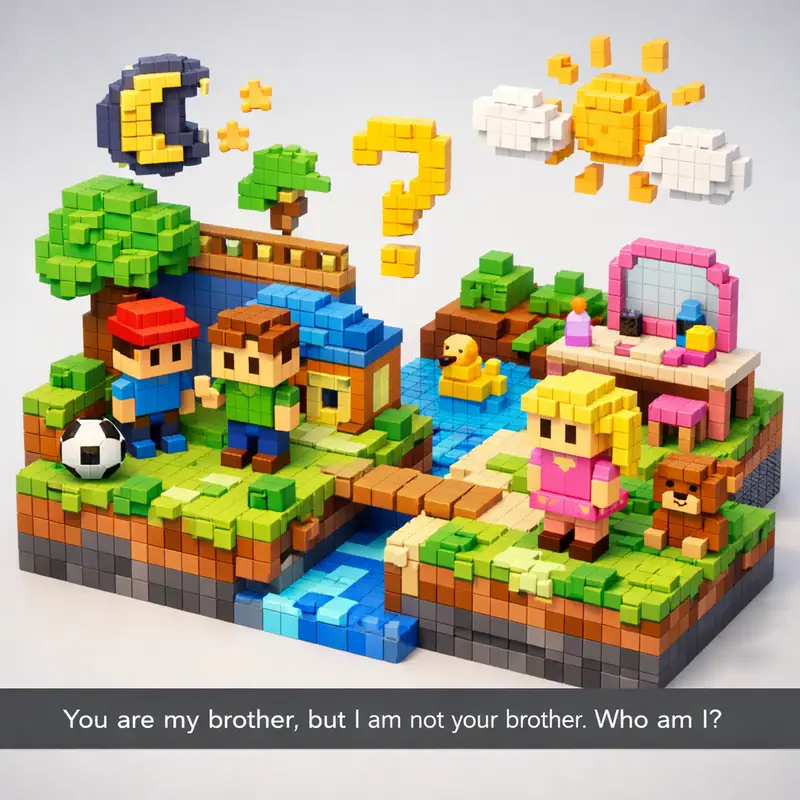 Illustration for riddle: You are my brother, but I am not your brother. Who am I?