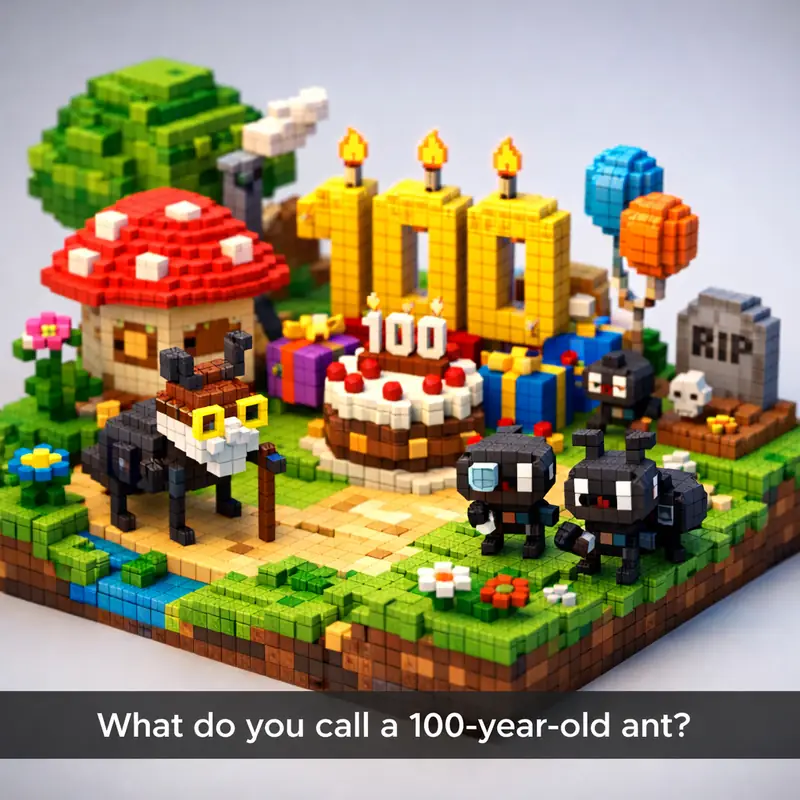 Illustration for riddle: What do you call a 100-year-old ant?