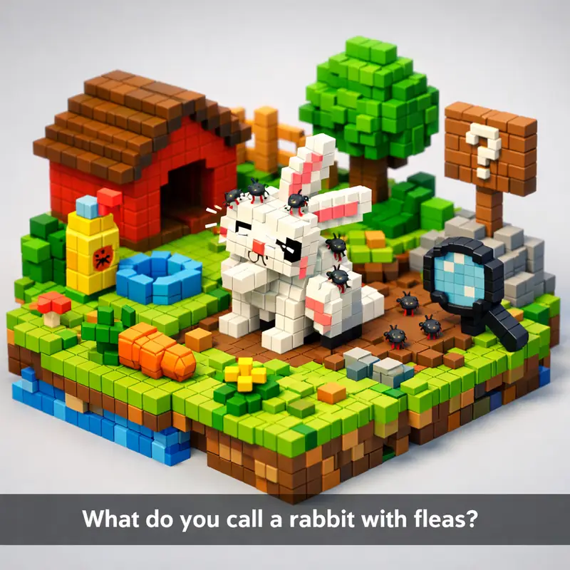 Illustration for riddle: What do you call a rabbit with fleas?