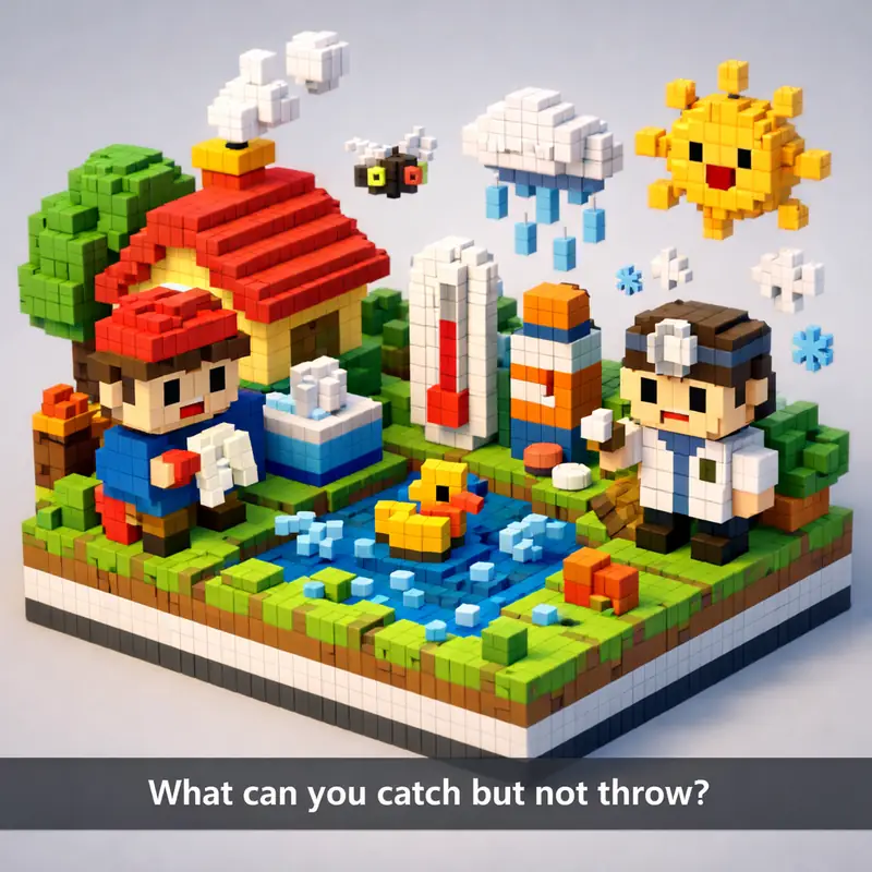 Illustration for riddle: What can you catch but not throw?