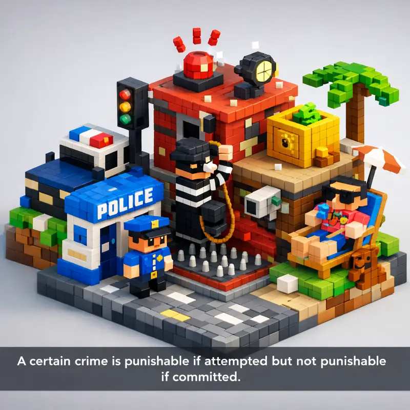 Illustration for riddle: A certain crime is punishable if attempted but not punishable if committed.