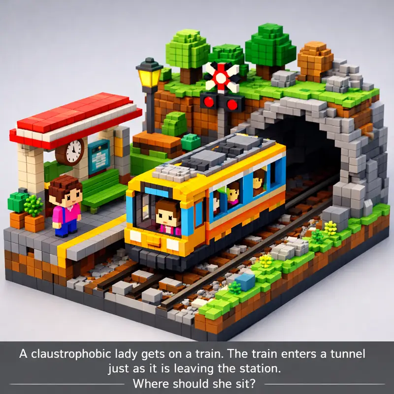 A claustrophobic lady gets on a train. The train enters a tunnel just as it is l...