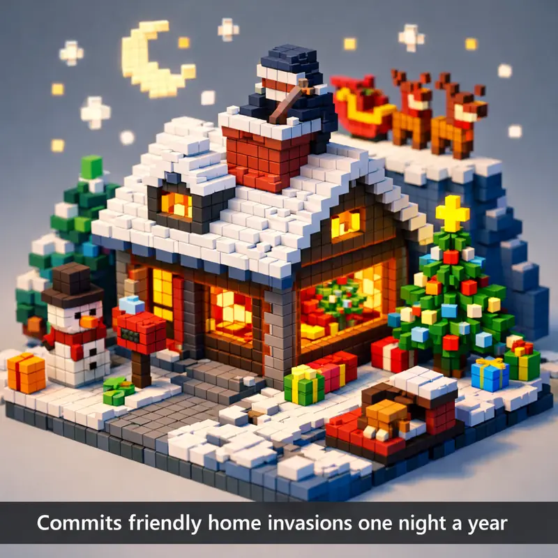 Illustration for riddle: Commits friendly home invasions one night a year