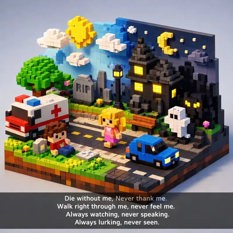 Illustration for riddle: Die without me, Never thank me.
Walk right through me, never feel me.
Always watching, never speakin