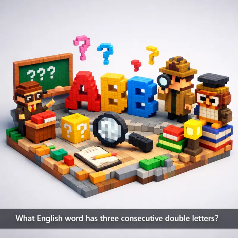Illustration for riddle: What English word has three consecutive double letters?
