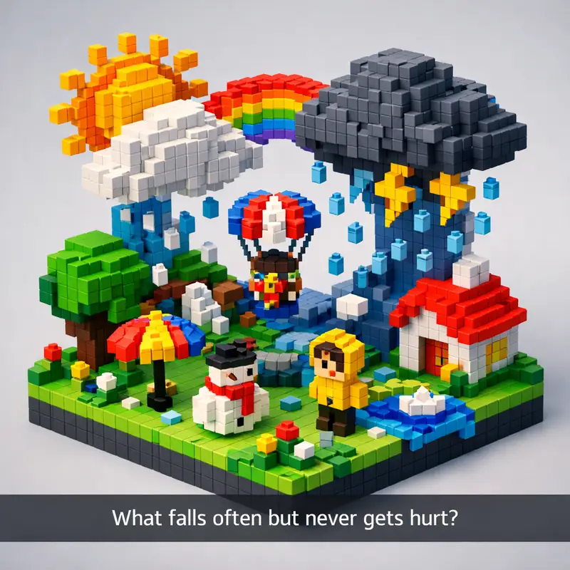 Illustration for riddle: What falls often but never gets hurt?