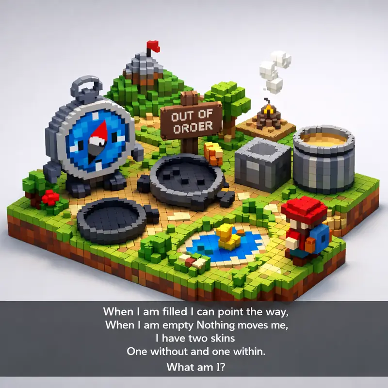 When I am filled I can point the way,
When I am empty Nothing moves me,
I have...