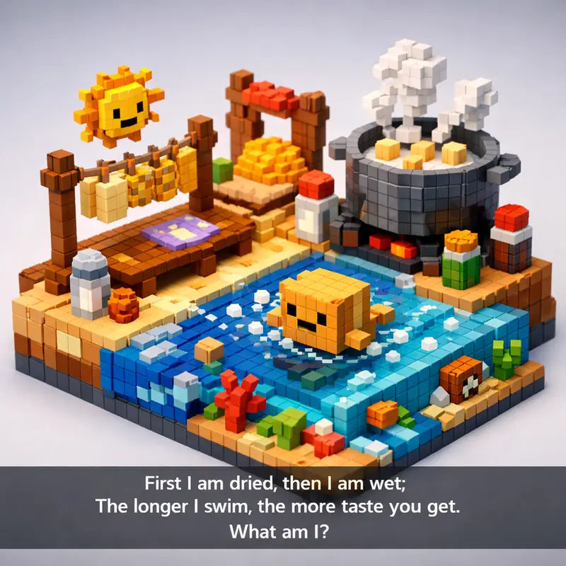 First I am dried, then I am wet;
The longer I swim, the more taste you get.
Wha...