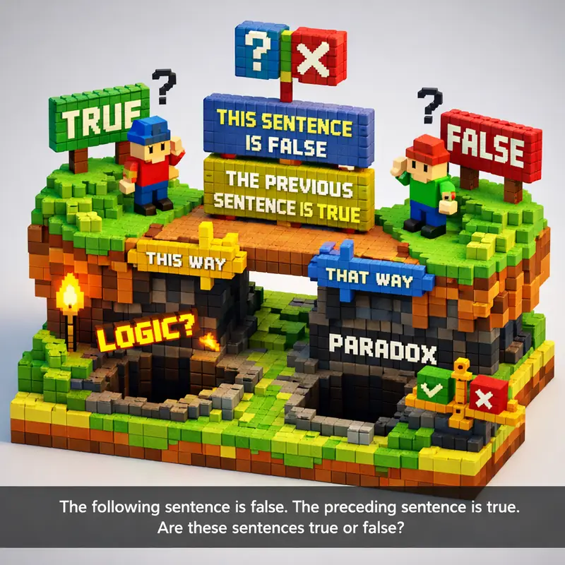 Illustration for riddle: The following sentence is false. The preceding sentence is true. Are these sentences true or false?