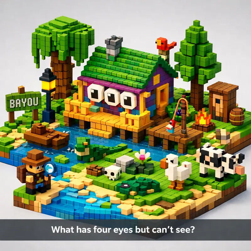 Illustration for riddle: What has four eyes but can't see?