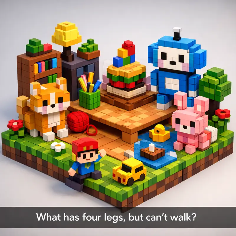 Illustration for riddle: What has four legs, but can't walk?