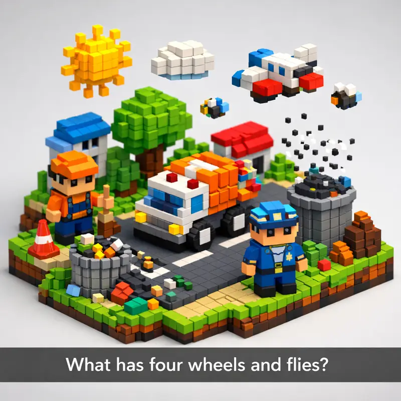 Illustration for riddle: What has four wheels and flies?