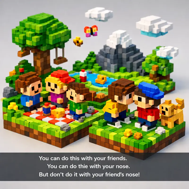 Illustration for riddle: You can do this with your friends. You can do this with your nose. But don't do it with your friend'