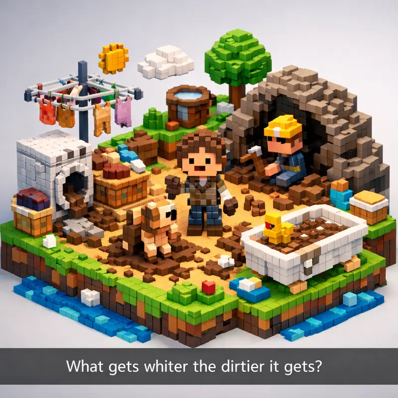 Illustration for riddle: What gets whiter the dirtier it gets?