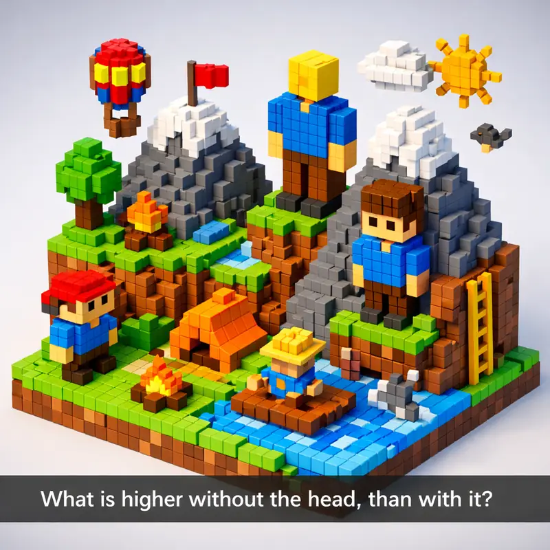 Illustration for riddle: What is higher without the head, than with it?