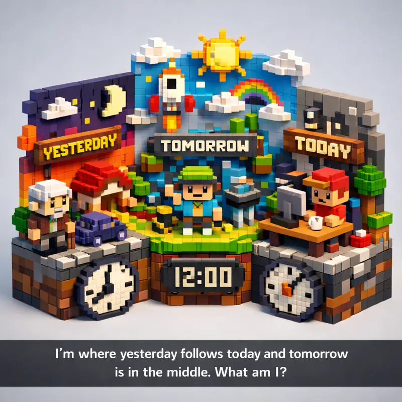 Illustration for riddle: I'm where yesterday follows today and tomorrow is in the middle. What am I?