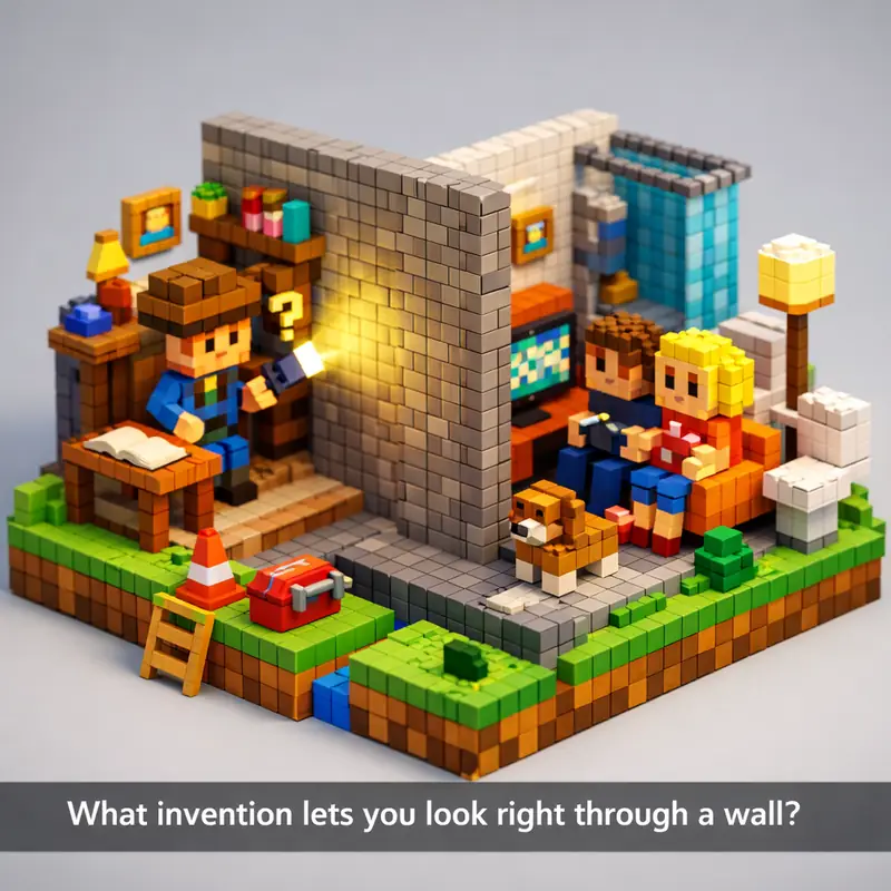 Illustration for riddle: What invention lets you look right through a wall?