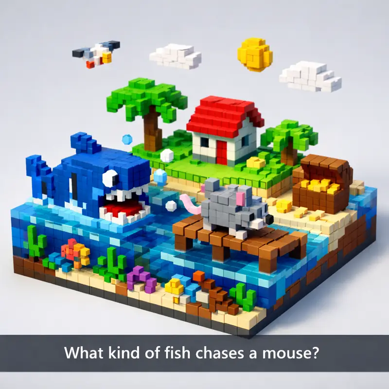 Illustration for riddle: What kind of fish chases a mouse?