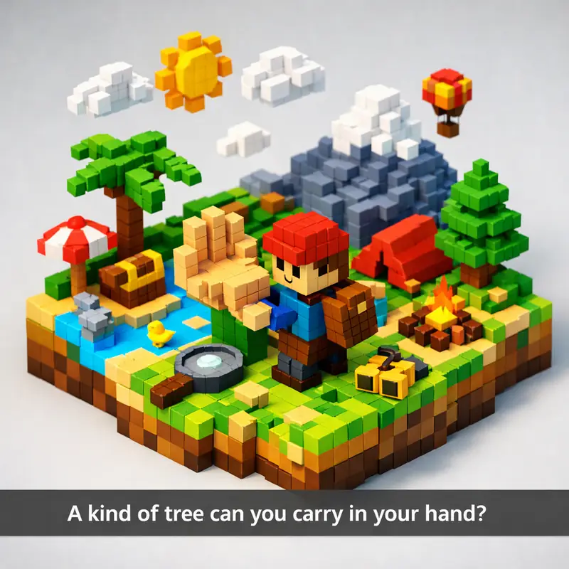 Illustration for riddle: A kind of tree can you carry in your hand?