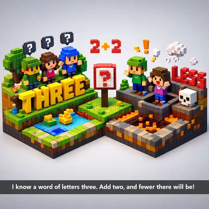 I know a word of letters three. Add two, and fewer there will be!