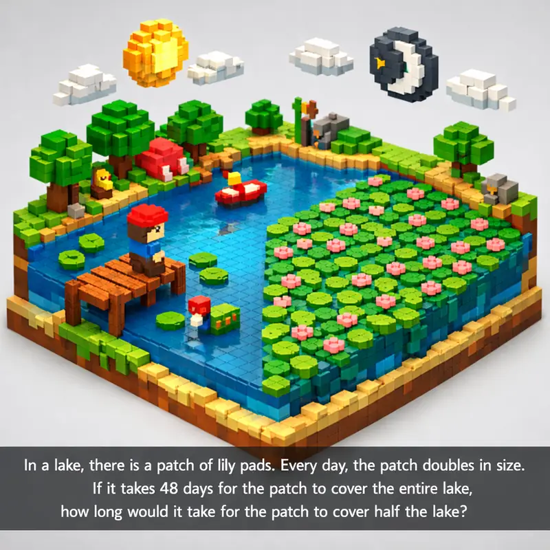 In a lake, there is a patch of lily pads. Every day, the patch doubles in size....