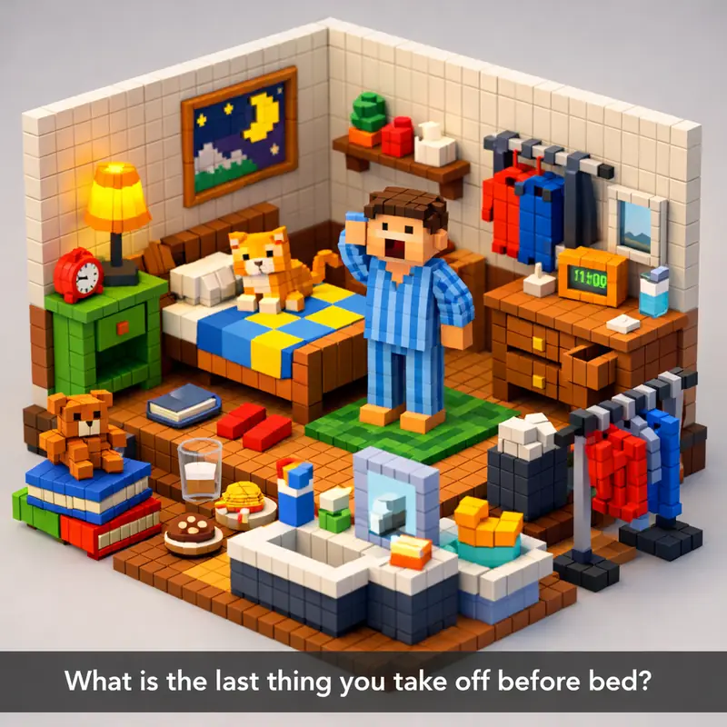 Illustration for riddle: What is the last thing you take off before bed?