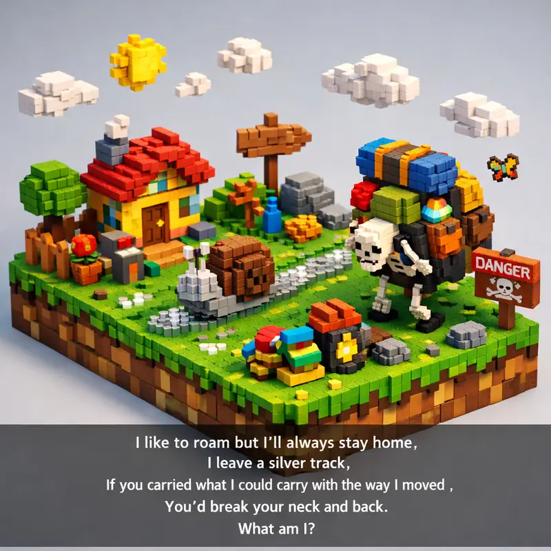 Illustration for riddle: I like to roam but I'll always stay home,
I leave a silver track,
If you carried what I could carry