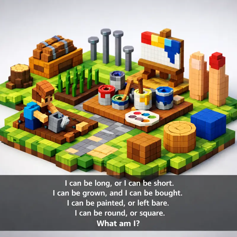 I can be long, or I can be short.
I can be grown, and I can be bought.
I can b...