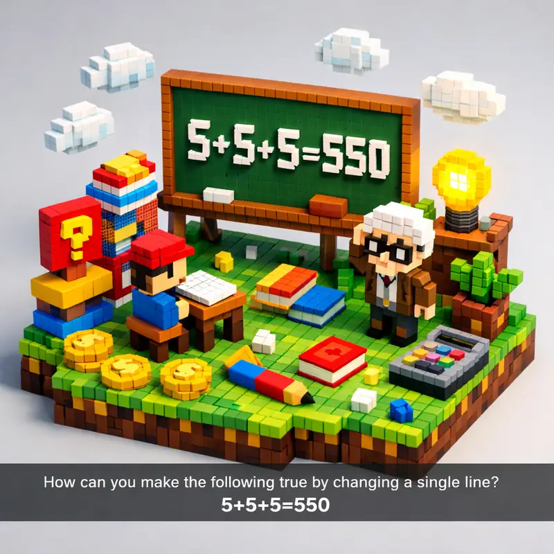 How can you make the following true by changing a single line?
5+5+5=550