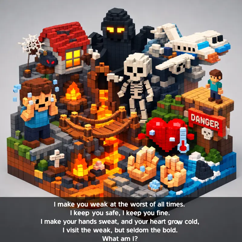 Illustration for riddle: I make you weak at the worst of all times.
I keep you safe, I keep you fine.
I make your hands sweat