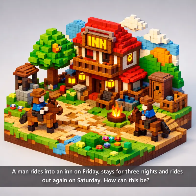 A man rides into an inn on Friday, stays for three nights and rides out again on...