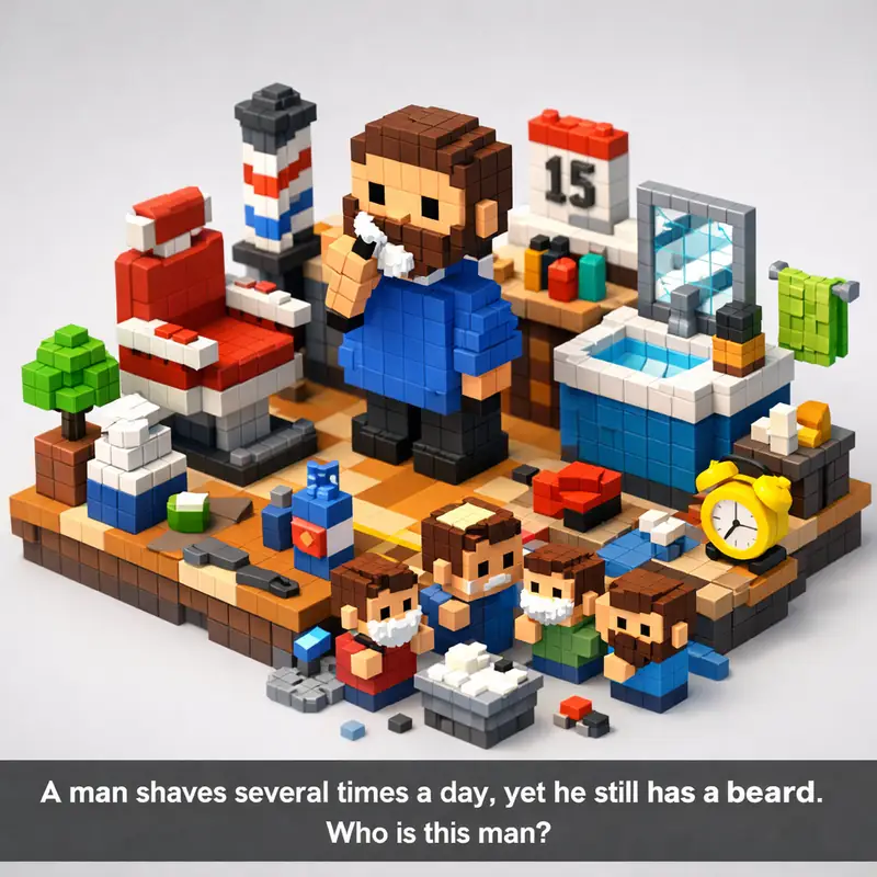 A man shaves several times a day, yet he still has a beard.
Who is this man?