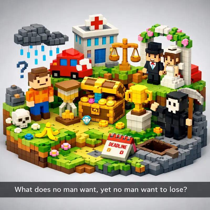 Illustration for riddle: What does no man want, yet no man want to lose?