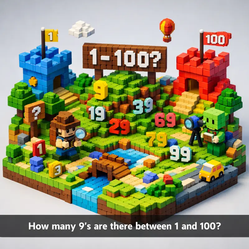 How many 9's are there between 1 and 100?