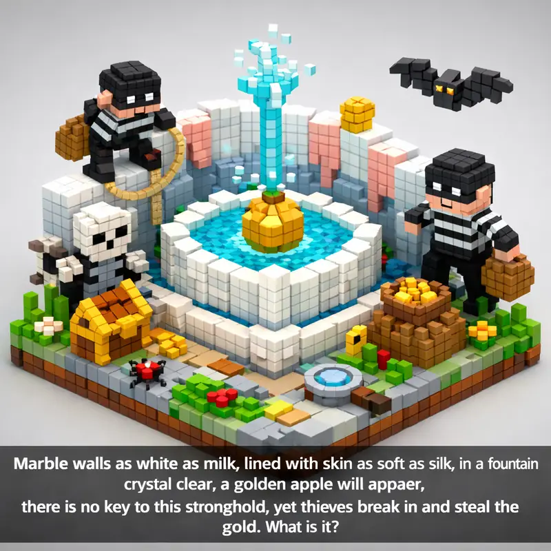 Marble walls as white as milk, lined with skin as soft as silk, in a fountain cr...