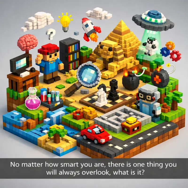 Illustration for riddle: No matter how smart you are, there is one thing you will always overlook, what is it?