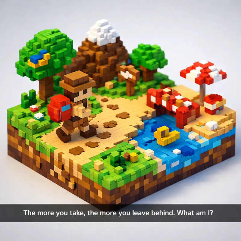 Illustration for riddle: The more you take, the more you leave behind. What am I?