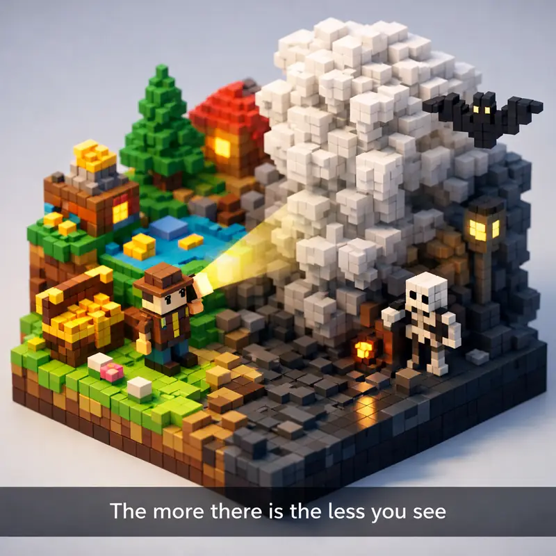 Illustration for riddle: The more there is the less you see