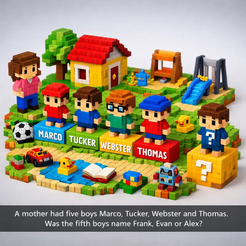 A mother had five boys Marco, Tucker, Webster and Thomas. Was the fifth boys nam...