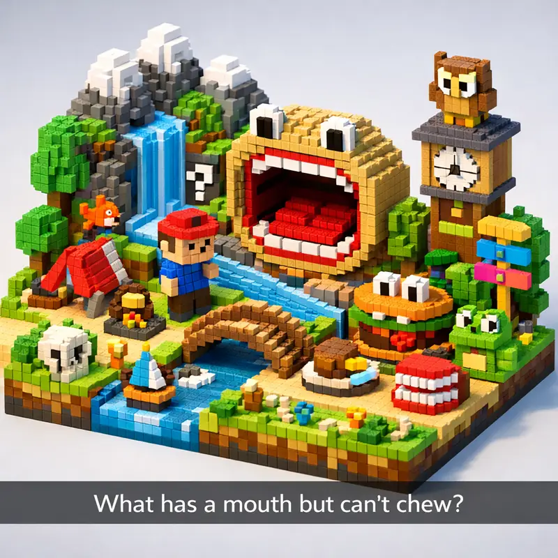 What has a mouth but can't chew?