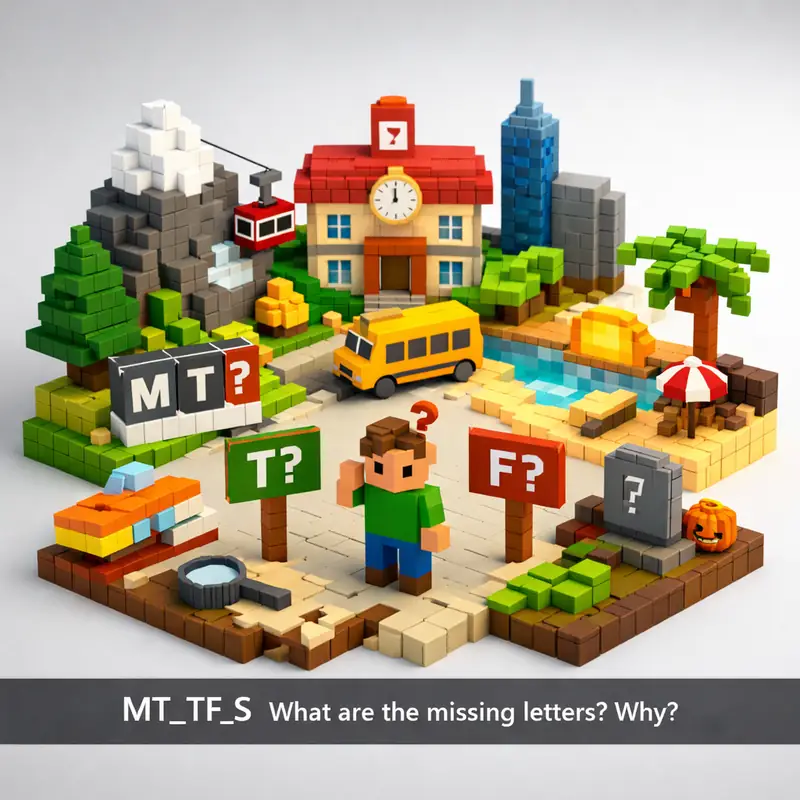 Illustration for riddle: MT_TF_S
What are the missing letters? Why?