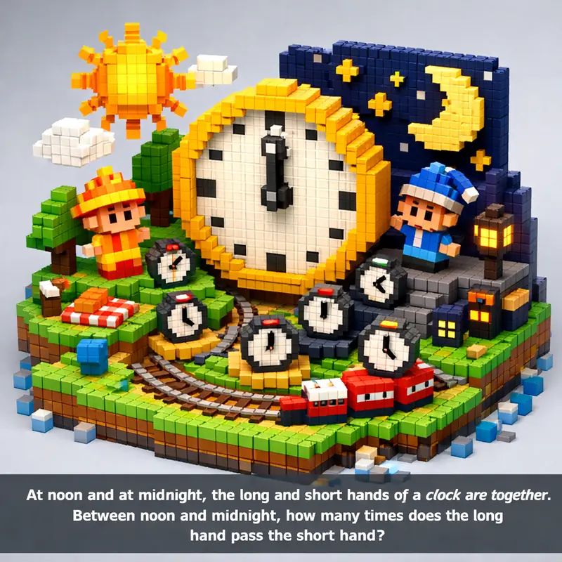 At noon and at midnight, the long and short hands of a clock are together. Betwe...