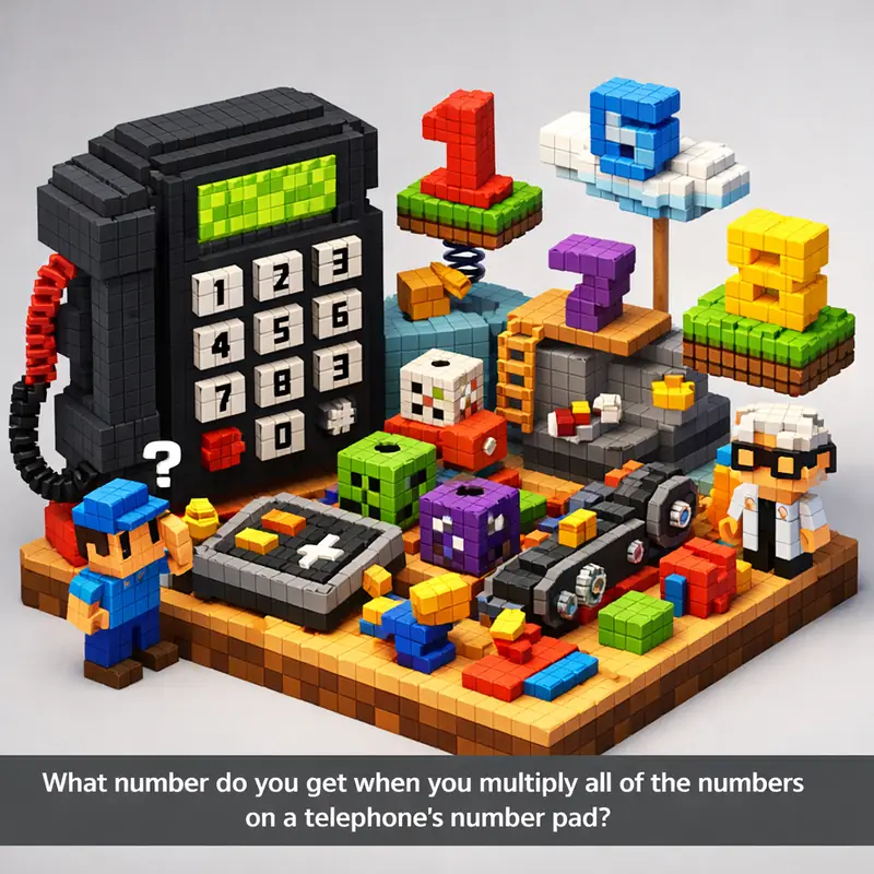Illustration for riddle: What number do you get when you multiply all of the numbers on a telephone's number pad?